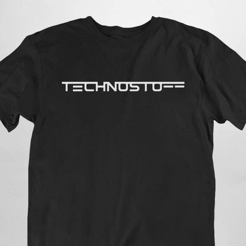 Schwarzes Festival T-Shirt Technostoff Classic Schriftzug für Männer
